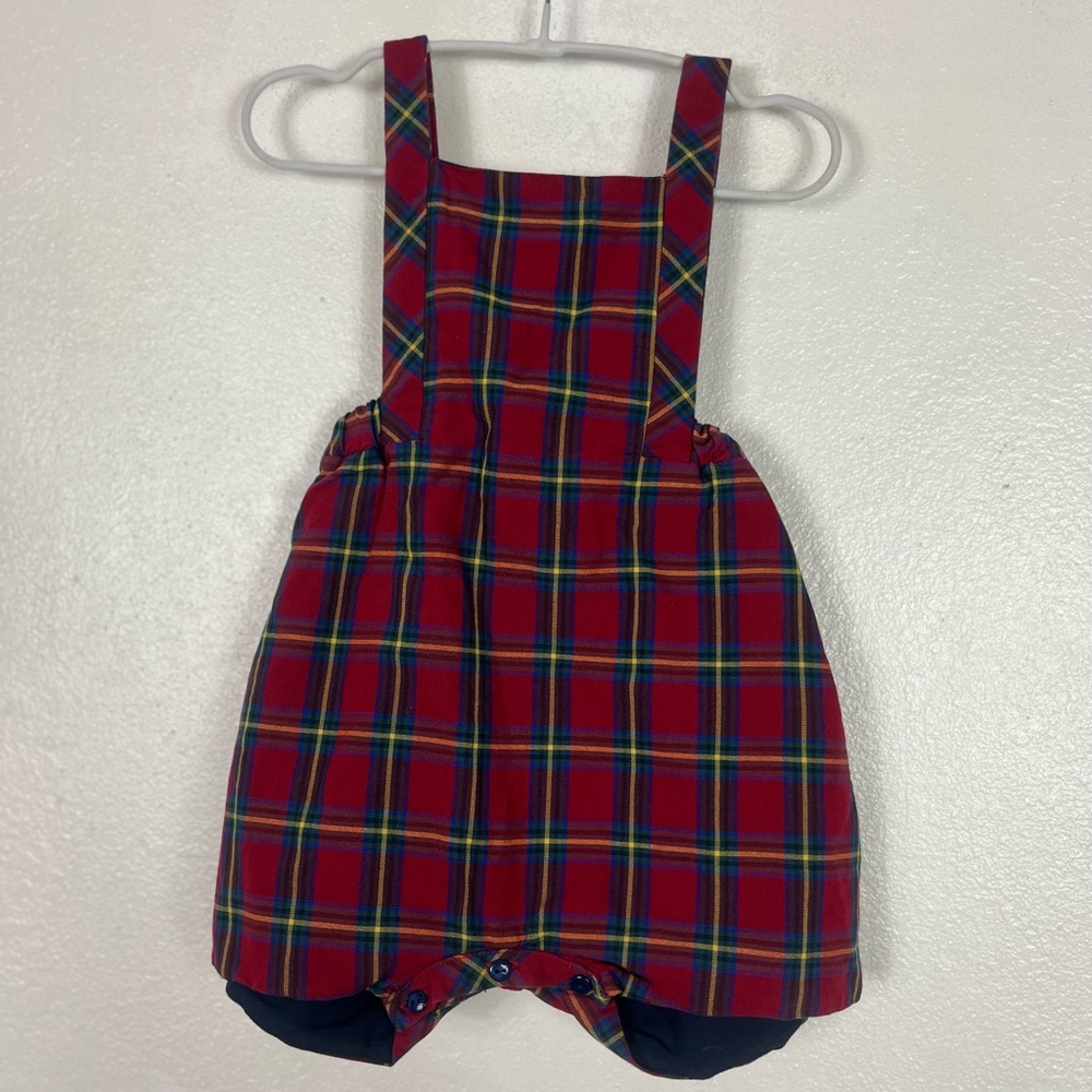 Sophie and Lucas Red plaid tartan overall romper holiday 4t